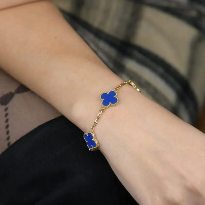 [Lira Jewelry] CLOVER 5 MOTIF BLUE AGATE BRACELET COLLECTION