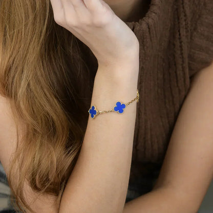 [Lira Jewelry] CLOVER 5 MOTIF BLUE AGATE BRACELET COLLECTION