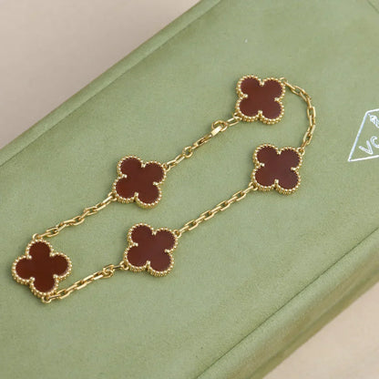 [Lira Jewelry] CLOVER 5 MOTIF RED CORNELIAN BRACELET COLLECTION
