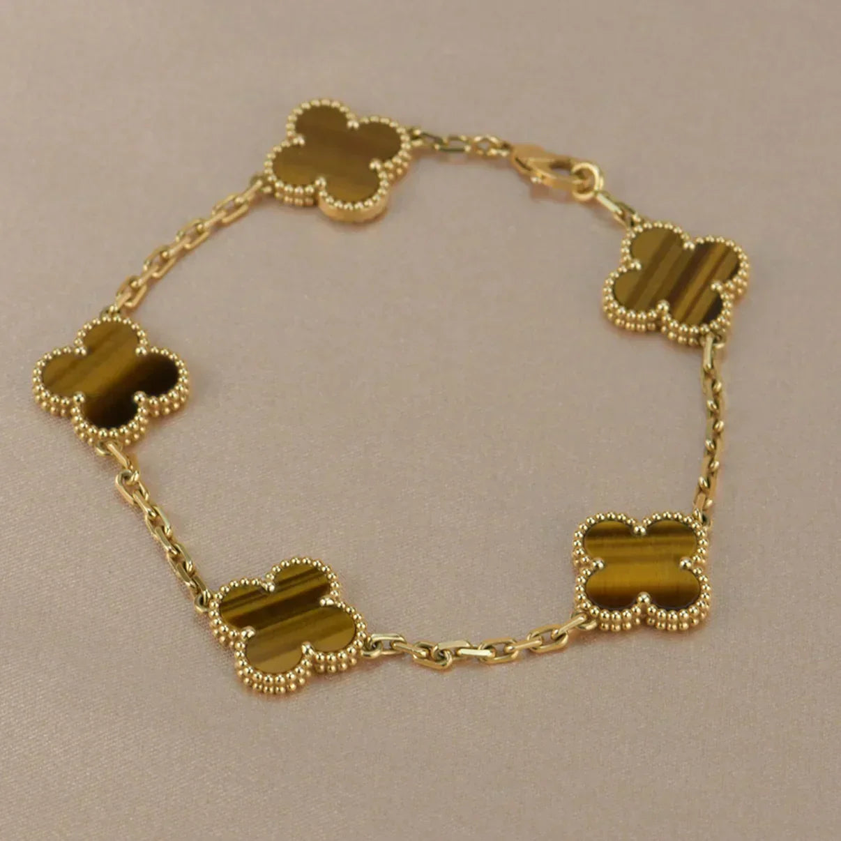 [Lira Jewelry] CLOVER 5 MOTIFS TIGER EYE BRACELET COLLECTION