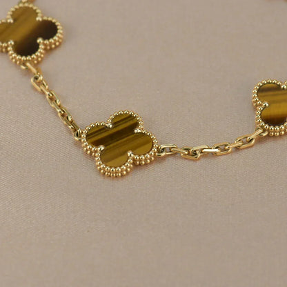 [Lira Jewelry] CLOVER 5 MOTIFS TIGER EYE BRACELET COLLECTION