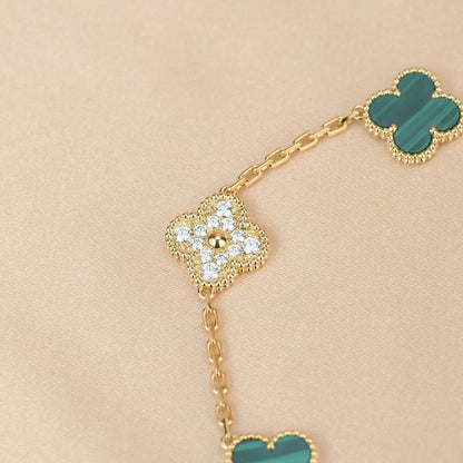 [Lira Jewelry] CLOVER 5 MOTIF MALACHITE BRACELET COLLECTION