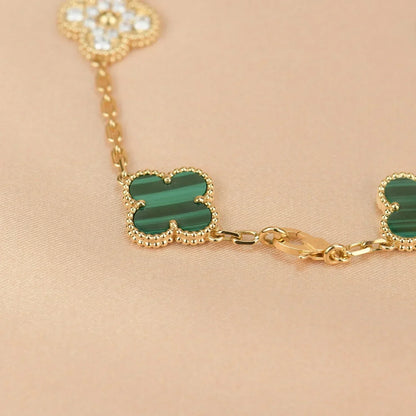 [Lira Jewelry] CLOVER 5 MOTIF MALACHITE BRACELET COLLECTION