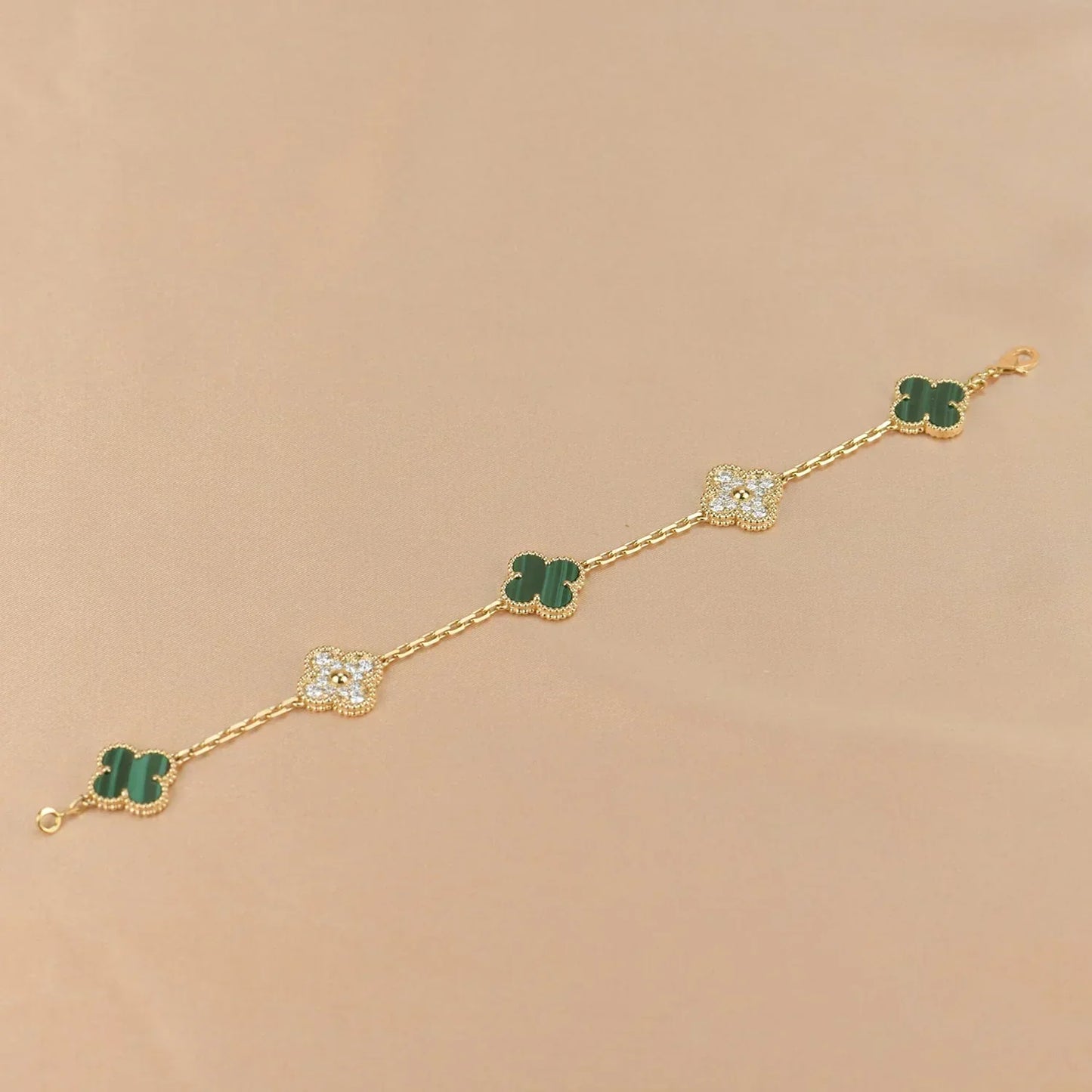 [Lira Jewelry] CLOVER 5 MOTIF MALACHITE BRACELET COLLECTION