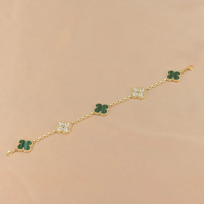 [Lira Jewelry] CLOVER 5 MOTIF MALACHITE BRACELET COLLECTION