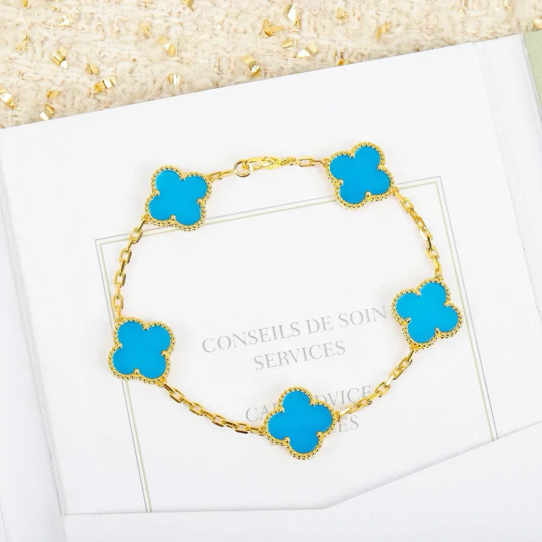[Lira Jewelry] CLOVER 5 MOTIF TURQUOISE BRACELET COLLECTION
