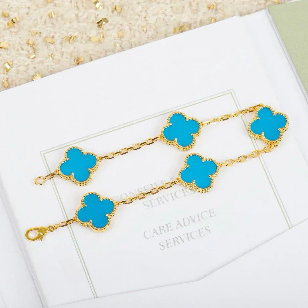 [Lira Jewelry] CLOVER 5 MOTIF TURQUOISE BRACELET COLLECTION
