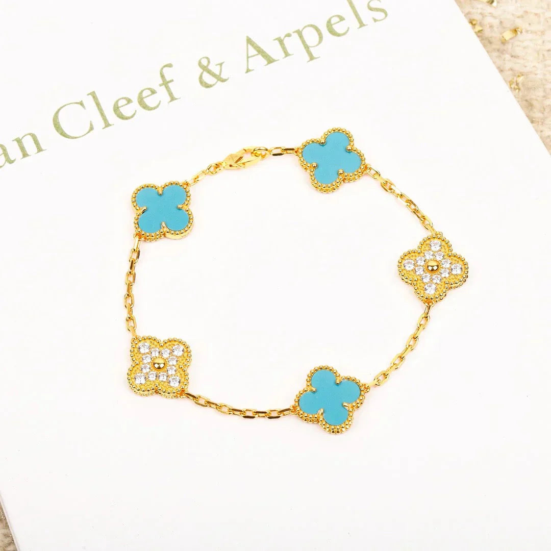 [Lira Jewelry] CLOVER 5 MOTIF TURQUOISE BRACELET COLLECTION