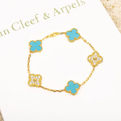 [Lira Jewelry] CLOVER 5 MOTIF TURQUOISE BRACELET COLLECTION