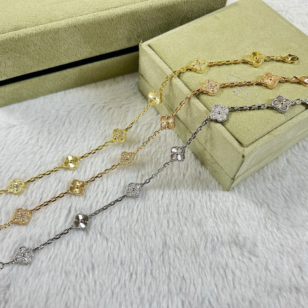 [Lira Jewelry]CLOVER 6 MOTIF DIAMOND LASER BRACELET