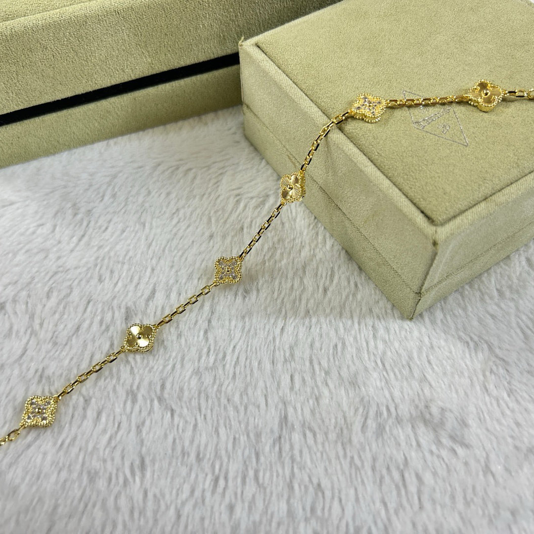 [Lira Jewelry]CLOVER 6 MOTIF DIAMOND LASER BRACELET