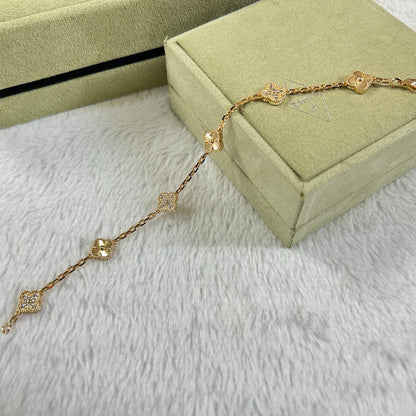 [Lira Jewelry]CLOVER 6 MOTIF DIAMOND LASER BRACELET
