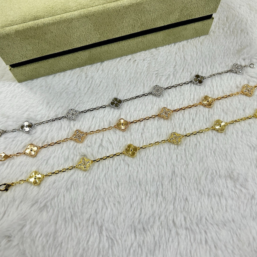 [Lira Jewelry]CLOVER 6 MOTIF DIAMOND LASER BRACELET