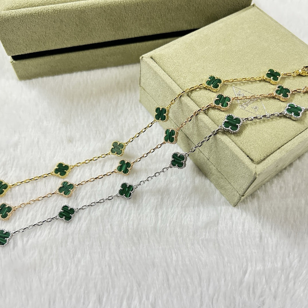 [Lira Jewelry]CLOVER 6 MOTIF MALACHITE BRACELET