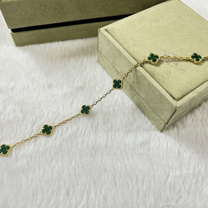 [Lira Jewelry]CLOVER 6 MOTIF MALACHITE BRACELET