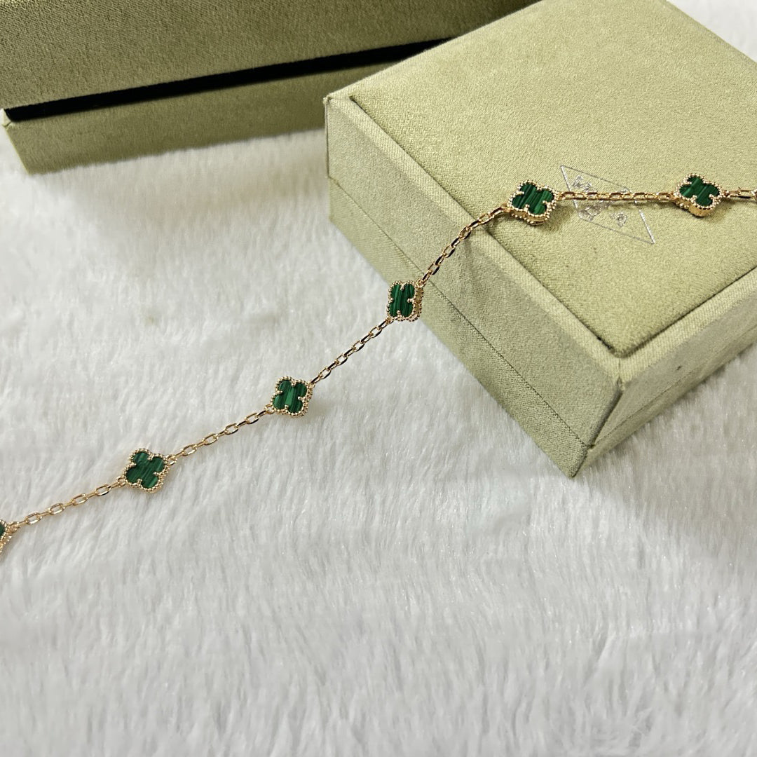 [Lira Jewelry]CLOVER 6 MOTIF MALACHITE BRACELET