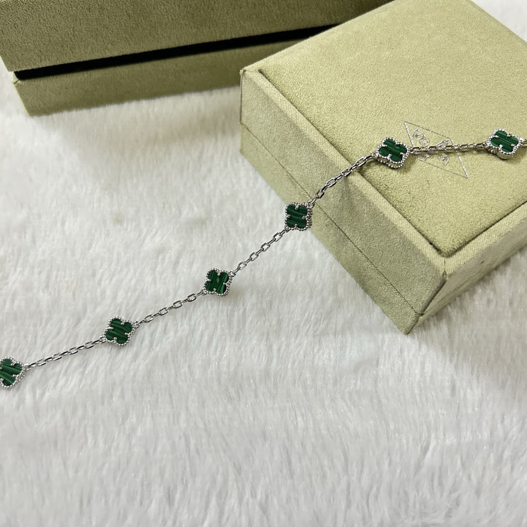 [Lira Jewelry]CLOVER 6 MOTIF MALACHITE BRACELET