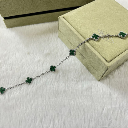 [Lira Jewelry]CLOVER 6 MOTIF MALACHITE BRACELET