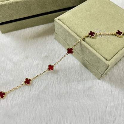 [Lira Jewelry]CLOVER 6 MOTIF RED AGATE BRACELET
