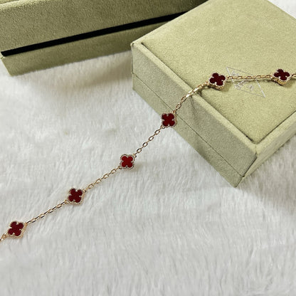[Lira Jewelry]CLOVER 6 MOTIF RED AGATE BRACELET