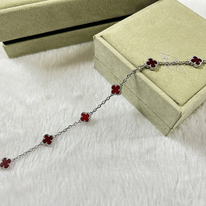 [Lira Jewelry]CLOVER 6 MOTIF RED AGATE BRACELET