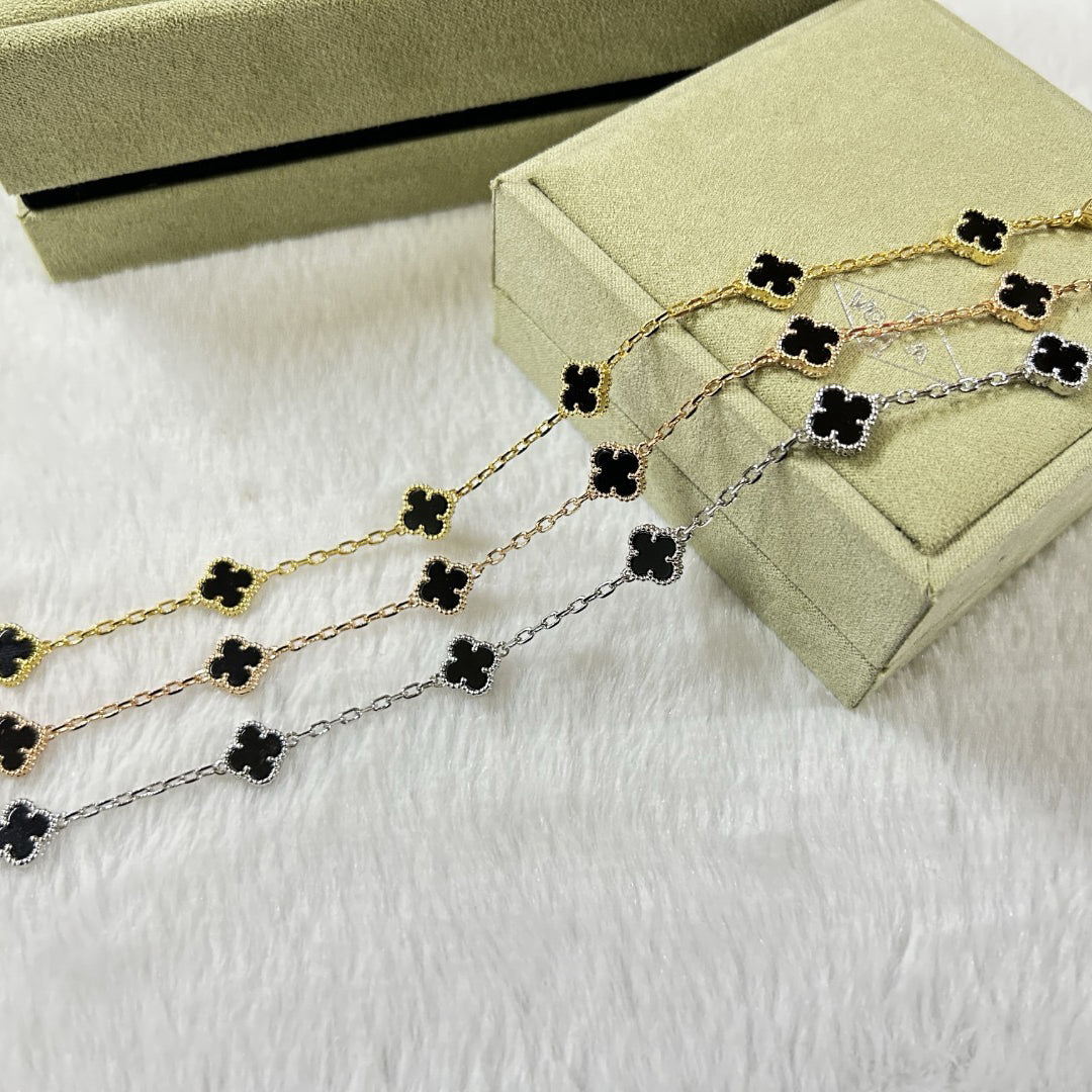 [Lira Jewelry]CLOVER 6 MOTIF  ONYXS BRACELET