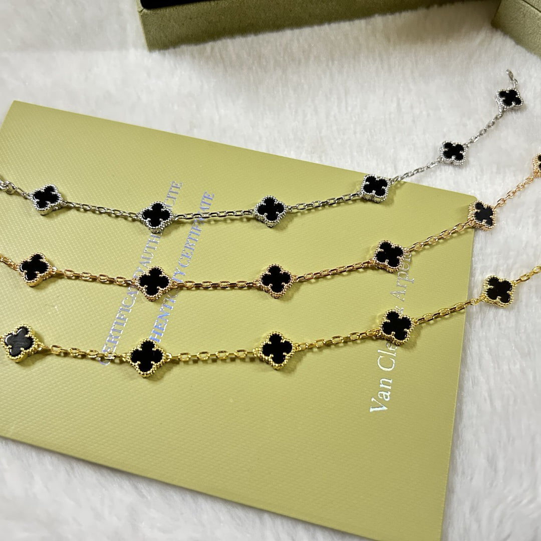 [Lira Jewelry]CLOVER 6 MOTIF  ONYXS BRACELET