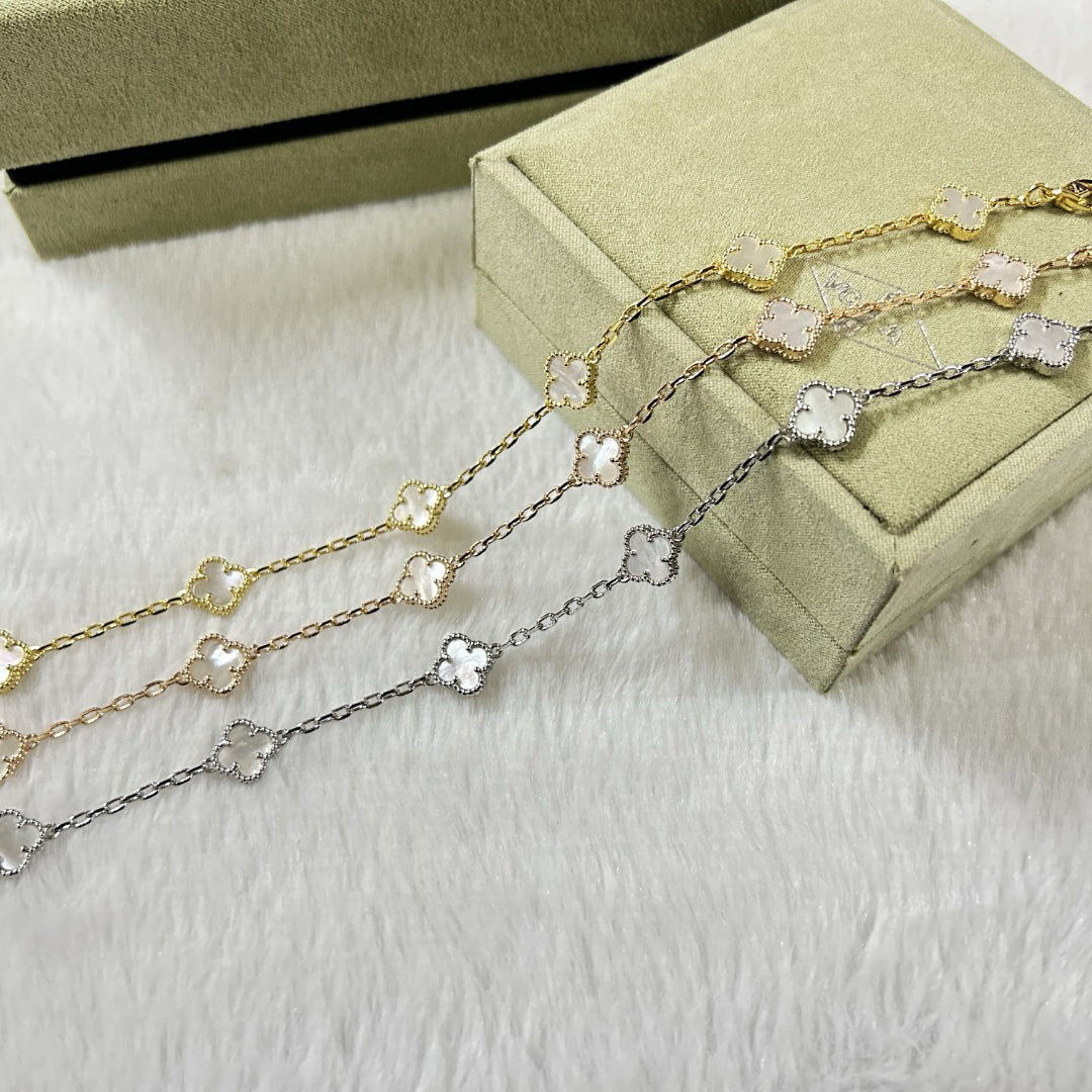 [Lira Jewelry]CLOVER 6 MOTIF WHITE MOP BRACELET