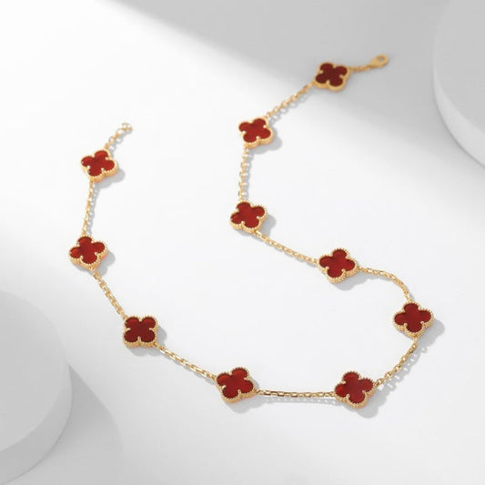 [Lira Jewelry]CLOVER 10 MOTIFS CARNELIAN NECKLACE