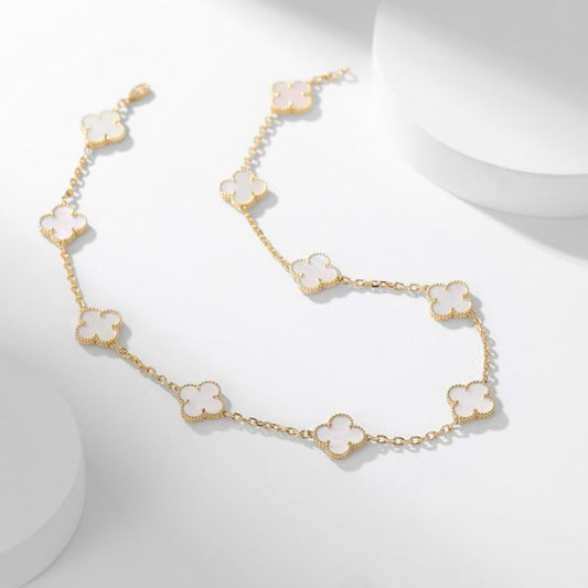 [Lira Jewelry]CLOVER 10 MOTIFS WHITE MOTHER OF PEARL NECKLACE