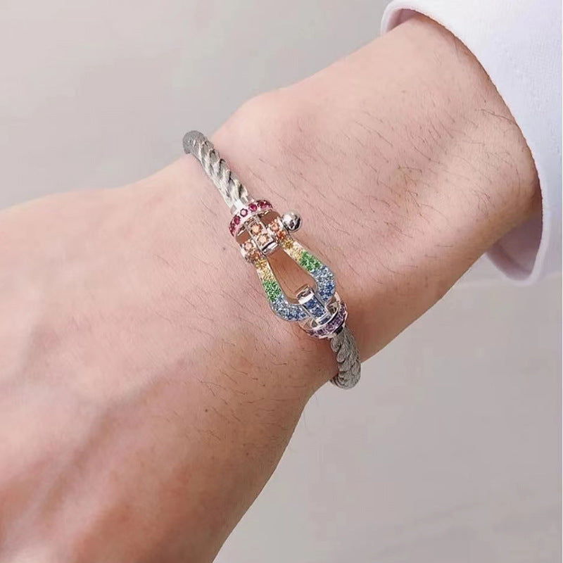 [Lira Jewelry]FORCE LARGE HORSESHOE  COLORED DIAMOND BRACELET ROSE GOLD
