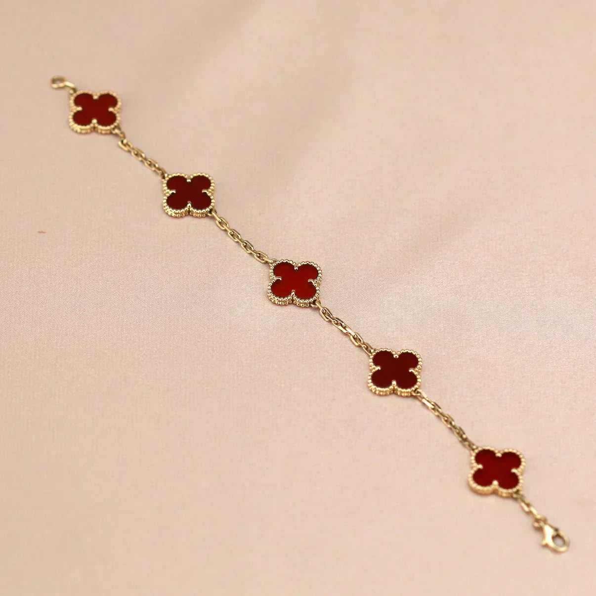 [Lira Jewelry] CLOVER 5 MOTIF RED CORNELIAN BRACELET COLLECTION