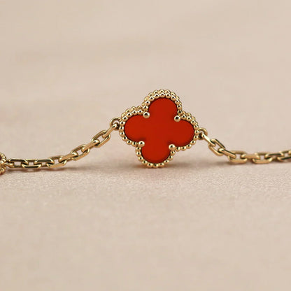 [Lira Jewelry] CLOVER 5 MOTIF RED CORNELIAN BRACELET COLLECTION