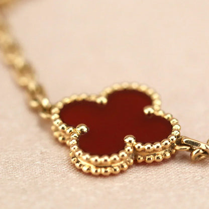 [Lira Jewelry] CLOVER 5 MOTIF RED CORNELIAN BRACELET COLLECTION