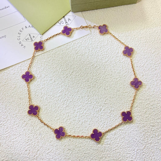 [Lira Jewelry Jewelry]CLOVER 10 MOTIFS  PURPLE VIOLET  NECKLACE
