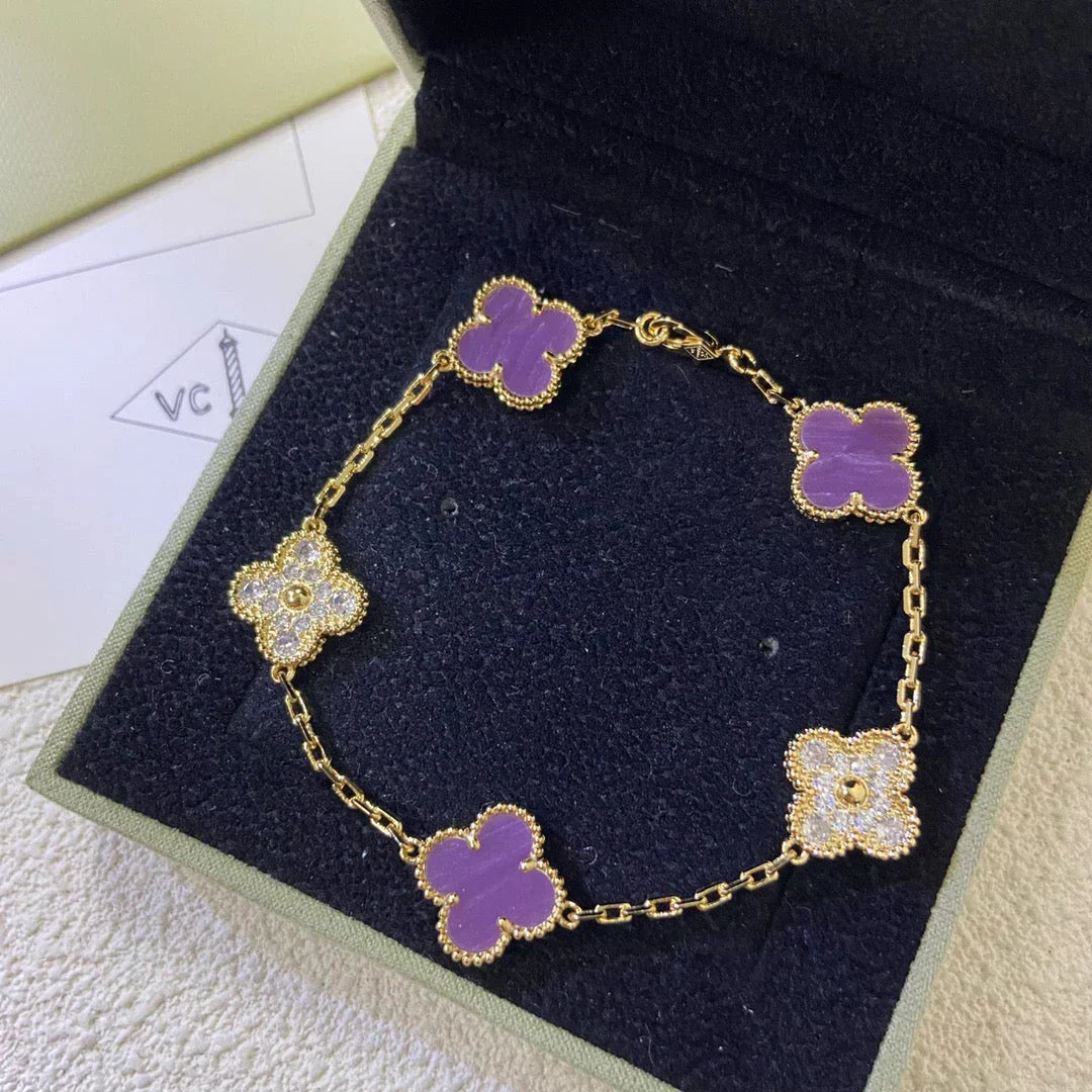 [Lira Jewelry] CLOVER 5 MOTIF VIOLET BRACELET COLLECTION