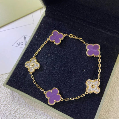 [Lira Jewelry] CLOVER 5 MOTIF VIOLET BRACELET COLLECTION