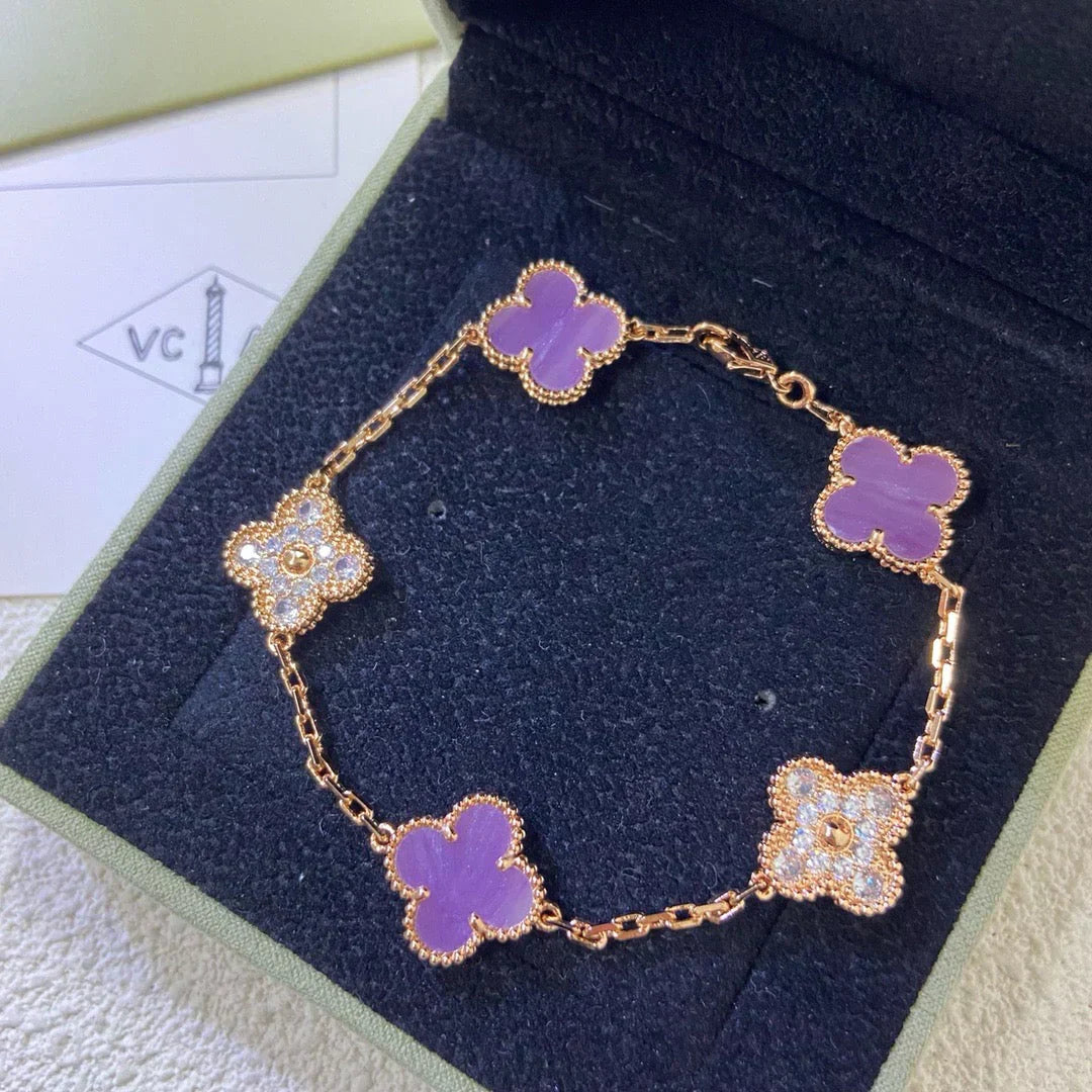 [Lira Jewelry] CLOVER 5 MOTIF VIOLET BRACELET COLLECTION