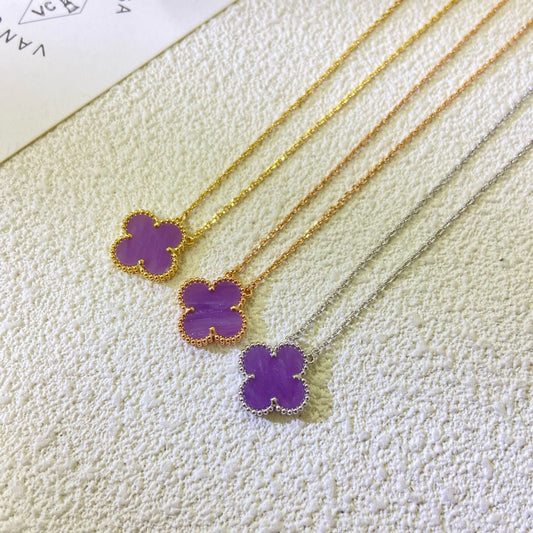[Lira Jewelry Jewelry]CLOVER 15MM  PURPLE VIOLET NECKLACE