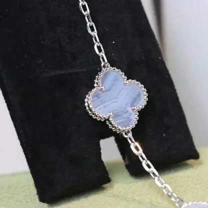 [Lira Jewelry] CLOVER 5 MOTIF PURPLE CHALCEDONY BRACELET COLLECTION