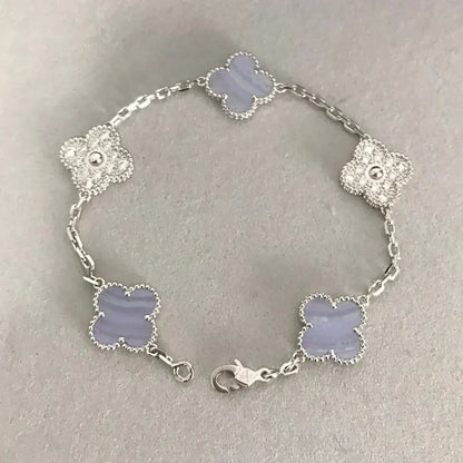 [Lira Jewelry] CLOVER 5 MOTIF PURPLE CHALCEDONY BRACELET COLLECTION