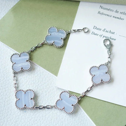 [Lira Jewelry] CLOVER 5 MOTIF PURPLE CHALCEDONY BRACELET COLLECTION