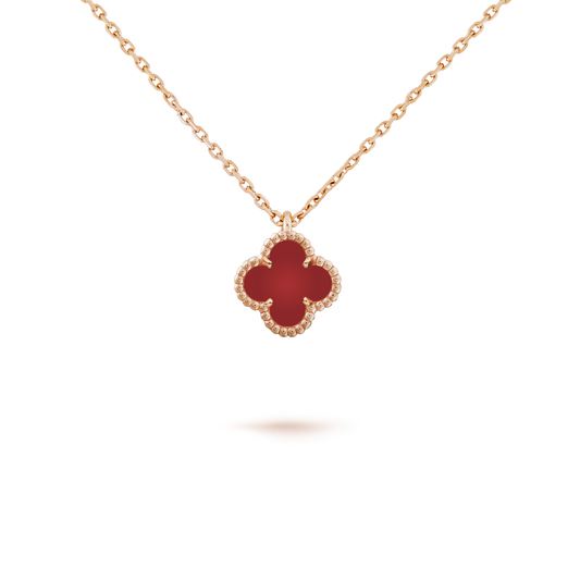 [Lira Jewelry]CLOVER MINI 9.5MM WHITE CARNELIANS NECKLACE