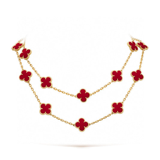 [Lira Jewelry]CLOVER 20 MOTIFS CARNELIAN NECKLACE
