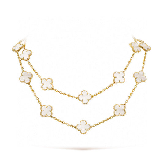 [Lira Jewelry]CLOVER 20 MOTIFS WHITE MOP NECKLACE