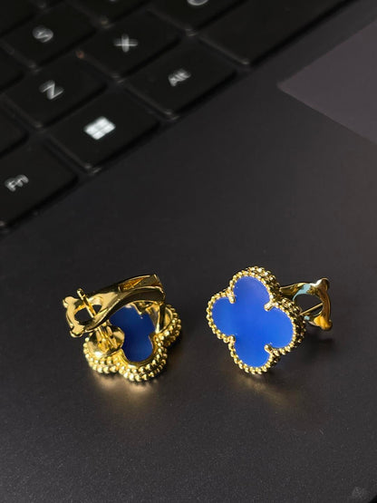 [Lira Jewelry] CLOVER LARGE (20mm) 1 MOTIFS BLUE MOP STUD EARRINGS