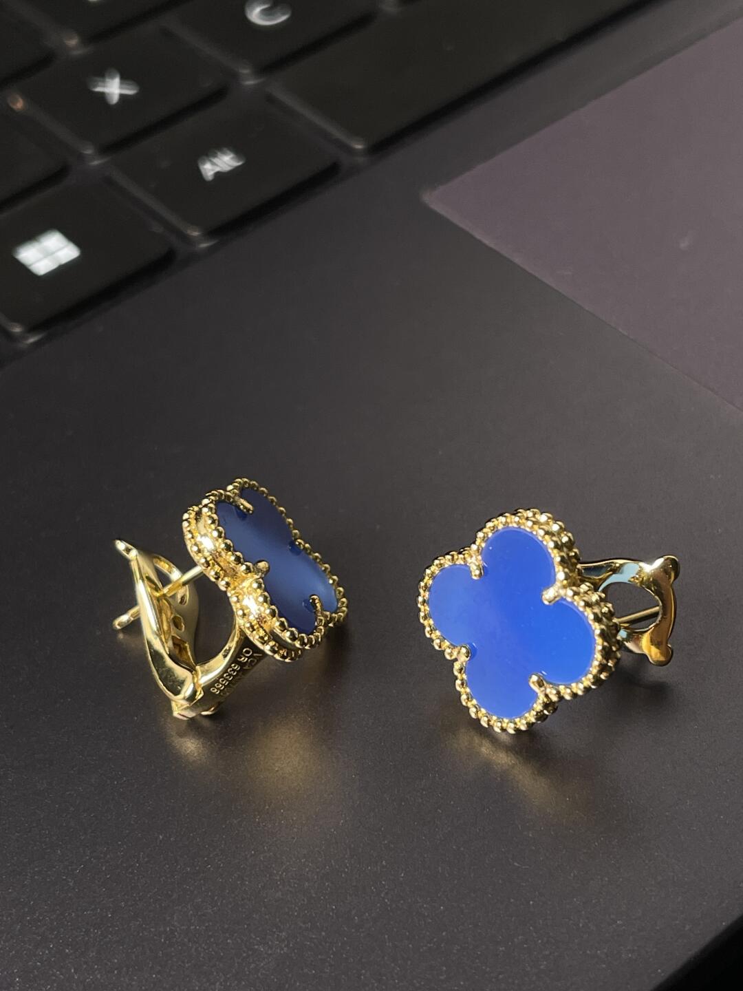 [Lira Jewelry] CLOVER LARGE (20mm) 1 MOTIFS BLUE MOP STUD EARRINGS