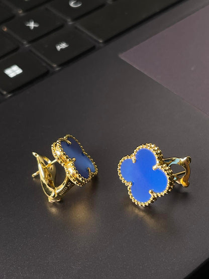 [Lira Jewelry] CLOVER LARGE (20mm) 1 MOTIFS BLUE MOP STUD EARRINGS