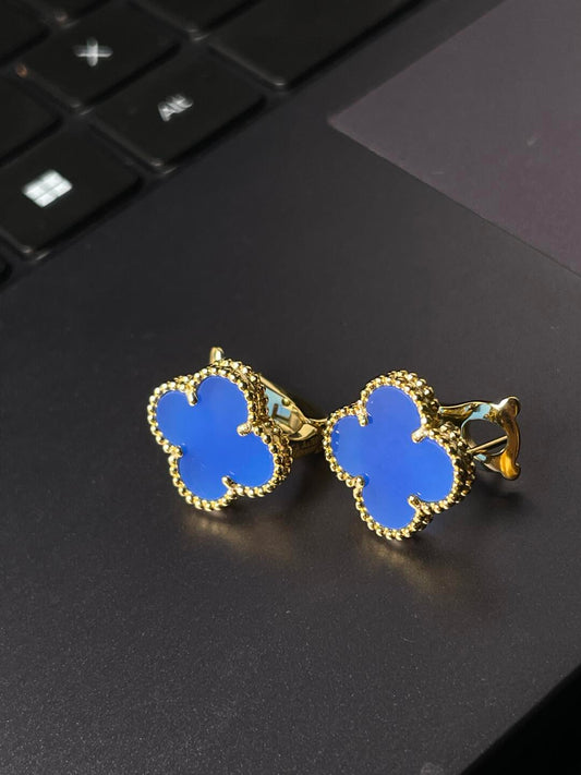 [Lira Jewelry] CLOVER LARGE (20mm) 1 MOTIFS BLUE MOP STUD EARRINGS