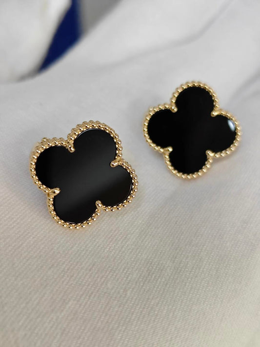 [Lira Jewelry]CLOVER 20MM BLACK MOP EARRINGS